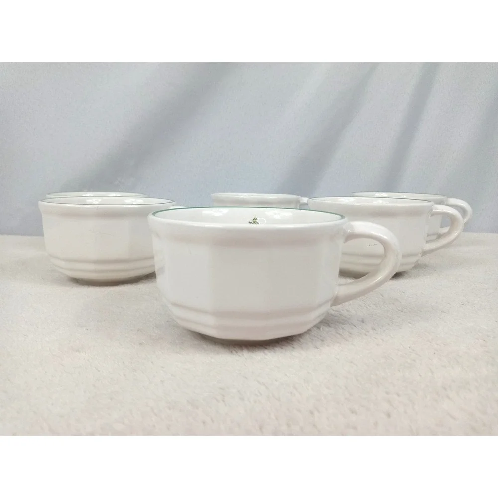 Set of 6 Pfaltzgraff Christmas Heritage Cups Mugs Holiday Christmas Tree Green T - Picture 3 of 13